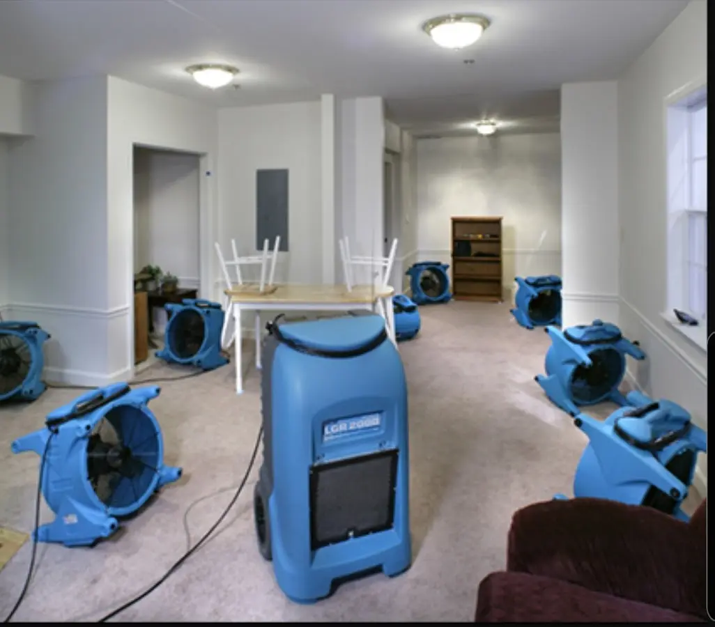 Air movers and dehumidifier setup for Water Damage Restoration in Fanwood